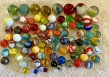Vintage Glass Marbles Mixed Lot 89 Shooters Swirls Cat Eyes Steelie Asst Sizes