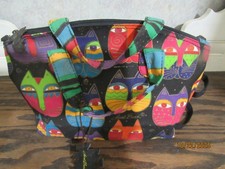 LAUREL BURCH FELINE FRIENDS CATS TOTE HAND BAG MULTICOLOR 12"X9" VGUC ""READ""