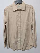 Ermenegildo Zegna Dress Shirt Mens 16.5 42 Beige Made in Spain Long Slv Textured