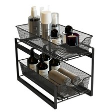 2 Tier Bathroom Organizer with Pull Out Drawer, Under Sink Storage Organizer ...