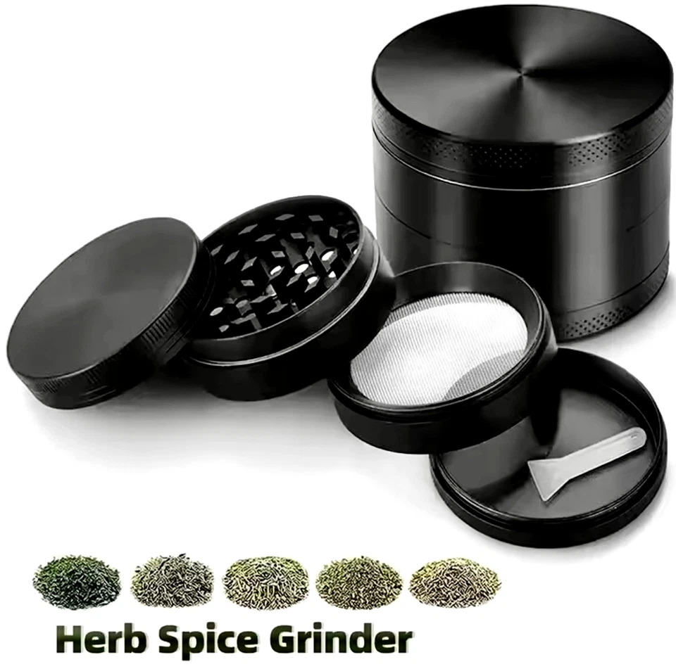 GRINDER IN METALLO 4 PARTI MACINA TRITA TUTTO TRINCIA TABACCO ERBA CAFFE PEPE - Immagine 2 di 4