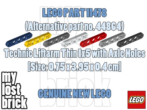 LEGO - Parte 11478 - Brazos Elevadores Técnicos 1x5 Delgados (Pack de 5) + NUEVO + SELECCIONAR COLOR - Imagen 2 de 10