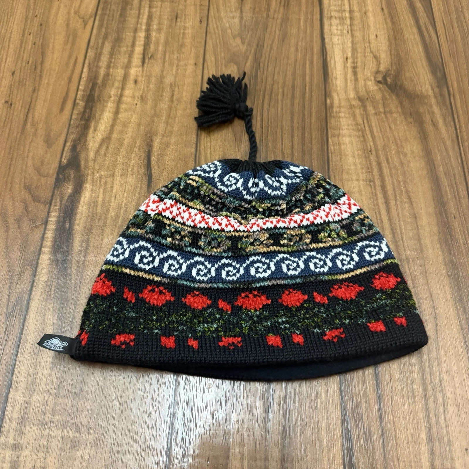 Turtle Fur Wool Fair Isle Beanie Hat Made in USA Fleece Lined Wool Rayon Blend