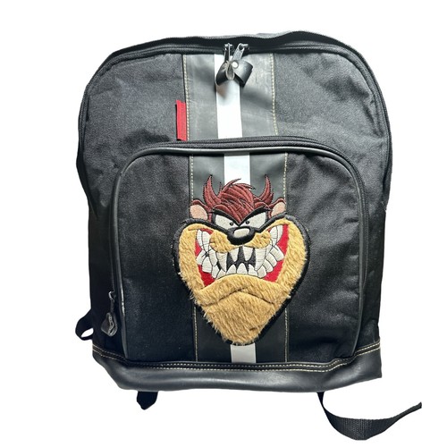 1998 RARE Looney Tunes Embroidered Taz Tasmanian Devil Backpack Black Bag VTG