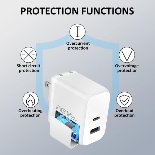 Chargeur Mural Rapide USB C 65W GaN II Bloc de Charge Double Port avec Plu... - Photo 6 sur 7