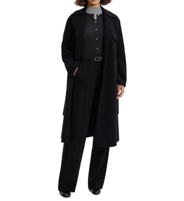 Theory New Divide Wool & Cashmere Wrap Trench Coat $795 Size XL