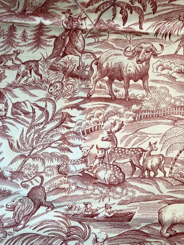 Fabric - RARE Waverly Schumacher Collection Explorer Toile de Jouy - 38 L x 56 W - Picture 4 of 16