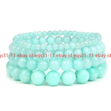 Natural 6/8/10mm Blue Amazonite Round Gems Beads Elastic Bracelet 7.5''