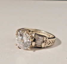 Vintage Thailand Sterling Silver 925 Cubic Zirconia Ring Size 6 Wedding Detailed