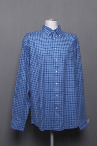 Lands End Freizeithemd Hemd XL blau kariert Langarm Button-Down Baumwolle E64