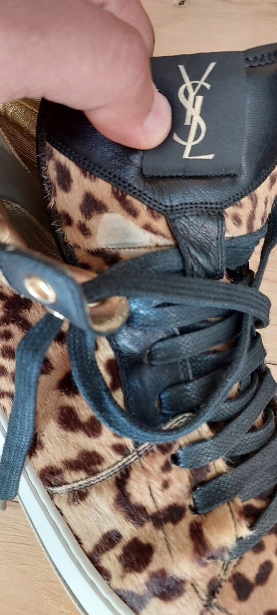 Yves SAINT LAURENT LEOPARD PRINT Pony High Top Sneakers Size Yves SAINT LAURENT LEOPARD PRINT Pony High Top Sneakers Size
