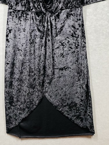 Vintage 90s Velvet Faux Wrap Dress Size M Low Cut High Waist Grunge Goth Witchy - Bild 4 von 14