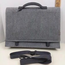 MRKT Mad Rabbit Kicking Tiger Gray Felt Messenger Laptop Bag Shoulder Strap