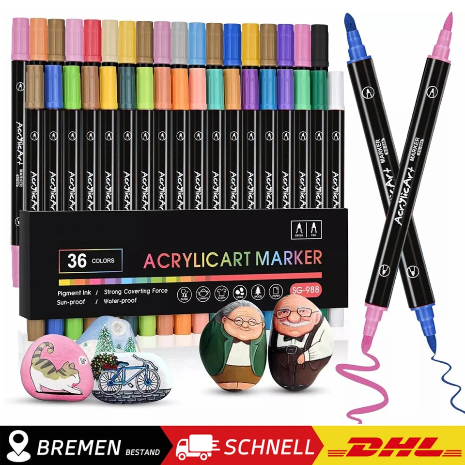 Acrylstifte für Steine Wasserfest 36 Farben Marker Stifte zum Steine Bemalen NEU - Bild 2 von 4