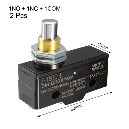 2pcs Z-15GQ-B 1NO + 1NC Panel Mount Snap Button Type Micro Limit Switch - Picture 3 of 5
