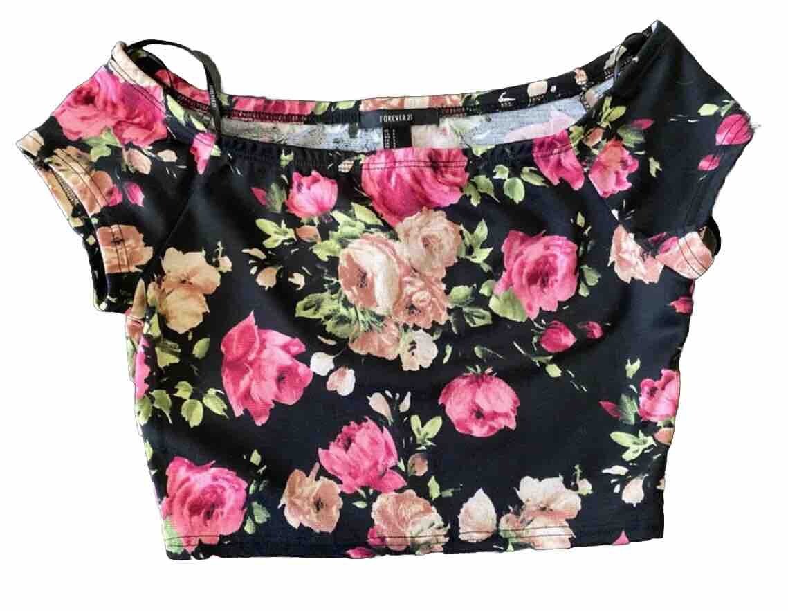 Floral Print Panda Crop Top Forever 21 Panda Crop Top Forever 21