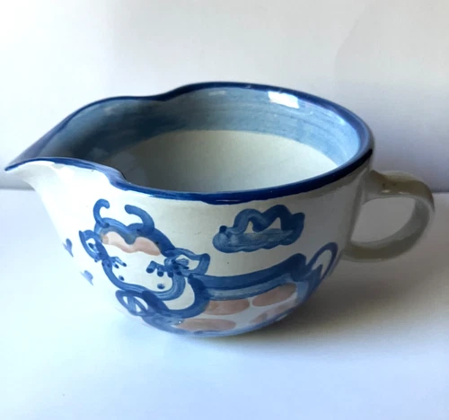 M A Hadley Large Creamer VTG Country Cow Signed Hand Painted The End