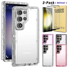 For Samsung Galaxy S23/S23+/Ultra 5G Shockproof Clear Case Cover +Tempered Glass