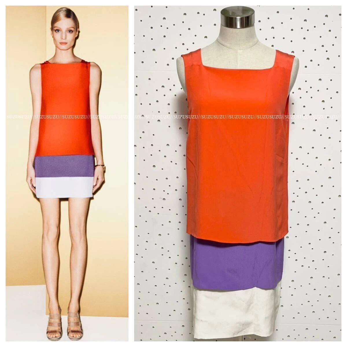 Véritable collection modèle Gucci soie couleur changeante robe sans manches 42