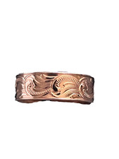 Copper Ring Floral Pattern Open Backed Adjustable size 5 TO 6 1/2 CR-256