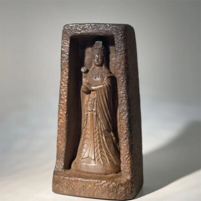 Handmade Bronze Virgin Mary Mazu Sea Goddess Sculpture, Asian Statue Home Decor