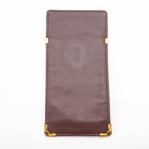 Cartier glasses case must line Bordeaux leather Authentic Used from JAPAN