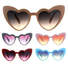 Womens Oceanic Color Lens Heart Shape Cat Eye Valentines Sunglasses