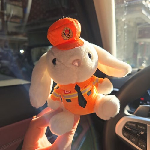Cute Fire Police Rabbit Plush Doll Pendant Keychain Backpack Hanging ...
