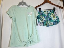 New Carter's Girls Tropical Flower Poly Pajama 2 pc Set 6,7 Mint