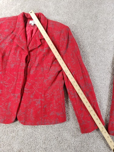 J'Envie Women's Suit Set Wool Size 14 Red Artsy Abstract - Picture 5 of 21
