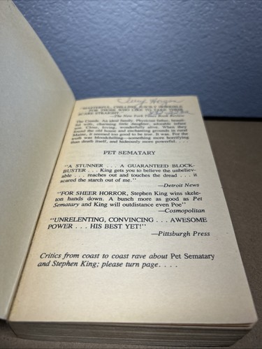 Vintage 1984 Stephen King PET SEMATARY Paperback First Signet Printing, Horror - Picture 6 of 9
