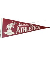 Vintage 1950s KANSAS CITY ATHLETICS Full Size Red MLB Pennant KC A's Elephant