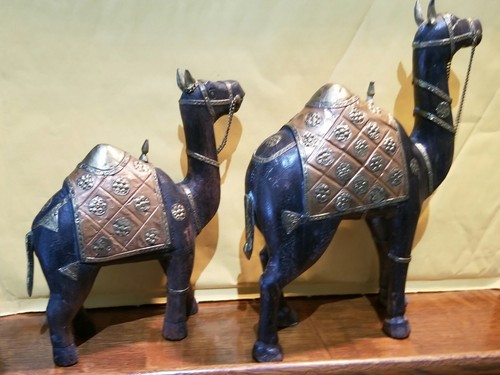 Two Wood/copper Camels Made In India - Picture 9 of 11
