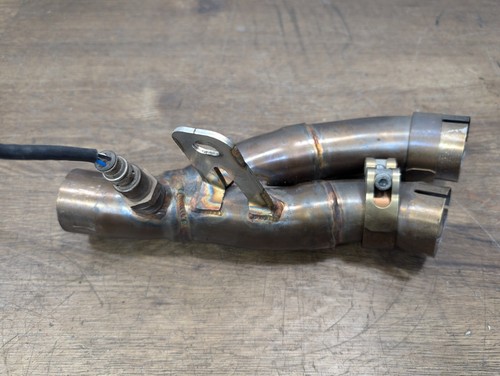 2007 Yamaha YZF R6 Yoshimura Carbon Fiber TRC Slip On Exhaust Mid Y Pipe - Picture 8 of 14