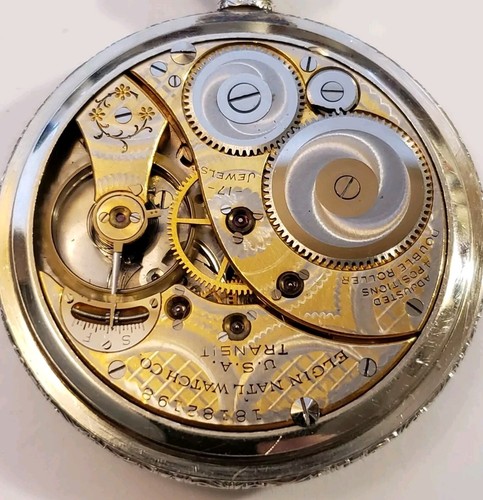 12S RARE ELGIN TRANSIT 17J GRADE 345 TWO-TONE MOVEMENT POCKET WATCH W.G.F. CASE. - Picture 8 of 10