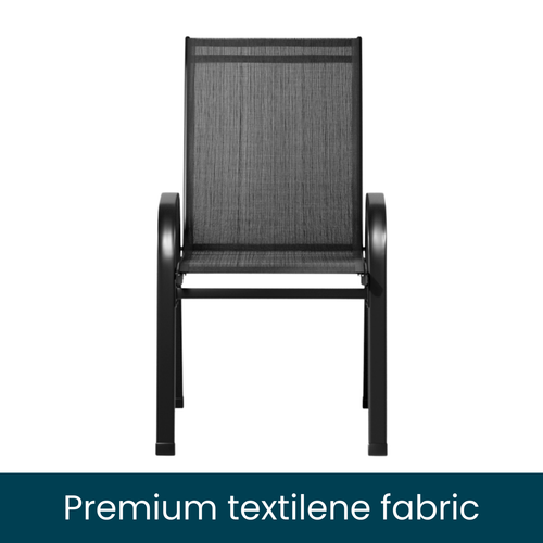 2x Outdoor Dining Chairs Stackable Lounge Garden Patio Weather Resistant Steel - Picture 9 of 16