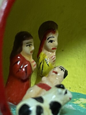 Vintage  3D Ceramic Diorama Nativity Scene Christmas Ornament Pieces MISSING