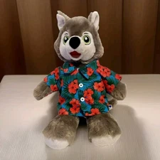 Build A Bear Wiley The Wolf Great Wolf Lodge W/ Hawaiian Shirt Stuffed Plush BAB