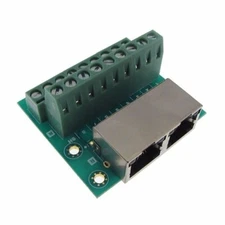 Dual RJ45 Ethernet Breakout Board Module 90D Right Angle Screw Terminals