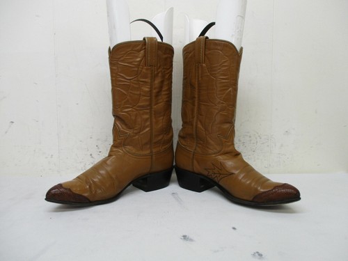 Botas de Vaquero Tony Lama Vintage Cuero Coñac Puntera Talla 7 Estilo A L1639 - Imagen 4 de 10