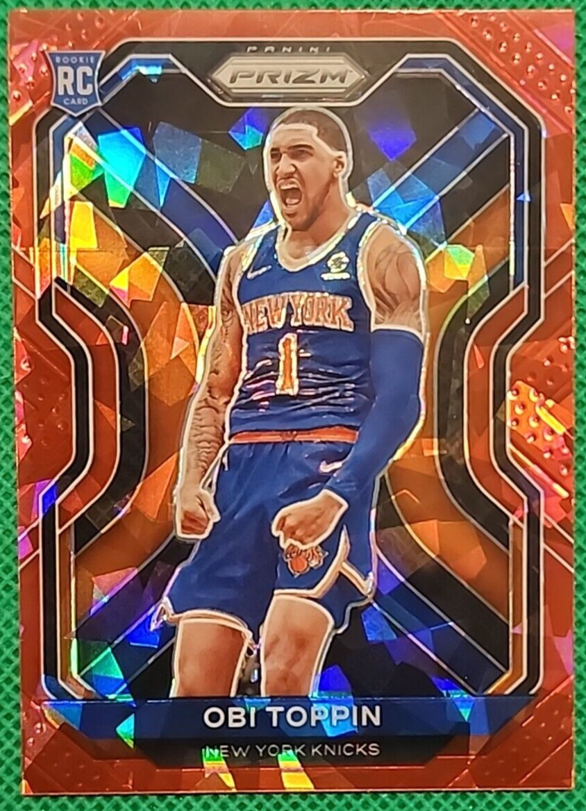 2020-21 Prizm Obi Toppin Red Cracked Ice Prizm Refractor Rookie SP RC 280 Knicks