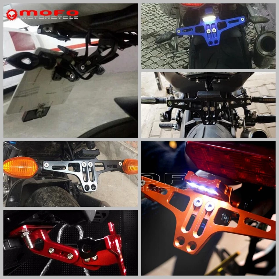 Soporte de matrícula LED universal para motocicleta Honda Yamaha CR125 RM250 YZ450 Foto 4 de 4