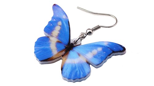 Pendientes de mariposa azules y blancos - Boho Festival Inspirado en la Naturaleza - Nuevo - Imagen 3 de 6