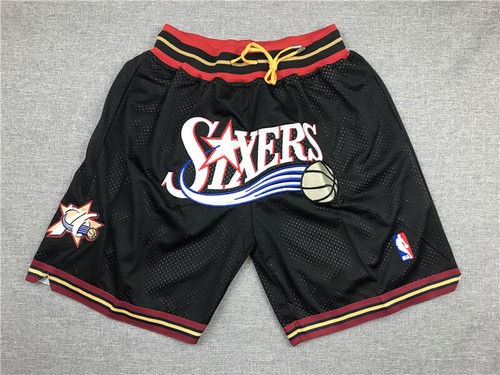 Pantalones cortos de baloncesto retro 76ers - Philadelphia City Edition negros cosidos - Imagen 14 de 23