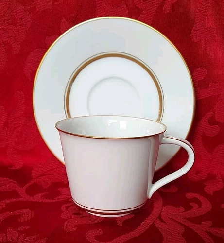 Noritake Gloria Tea Coffee Cup With Saucer White with Gold 8 oz 6526