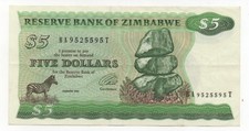 ZIMBABWE 5 DOLLARS 1994 PICK 2E LOOK SCANS