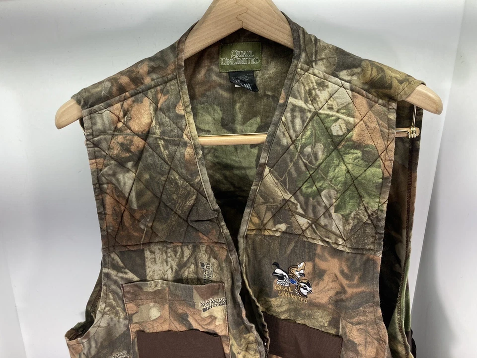 Quail Unlimited Vest Men Size XL Camouflage Full Zip Shooting Hunting Vintage - Image 2 of 4