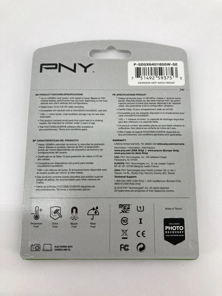 (19) PNY Elite 64GB Class 10 U1 microSDXC Flash Memory Card - Image 2 of 3