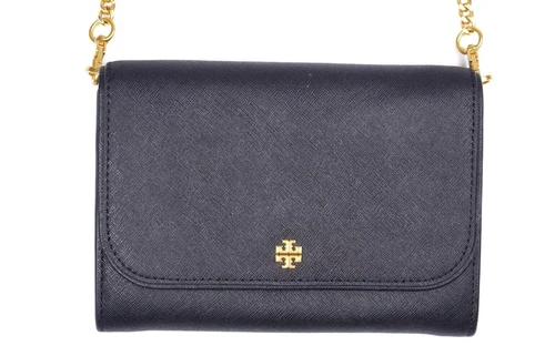 L@@K! NWT Tory Burch Emerson Black Saffiano Chain Wallet /Purse Bag~$298~NEW
