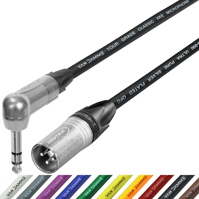 Aktiv Monitor Lautsprecherkabel Stecker XLR TRS rechtwinklig Klinke 1/4 Van Damme Neutrik